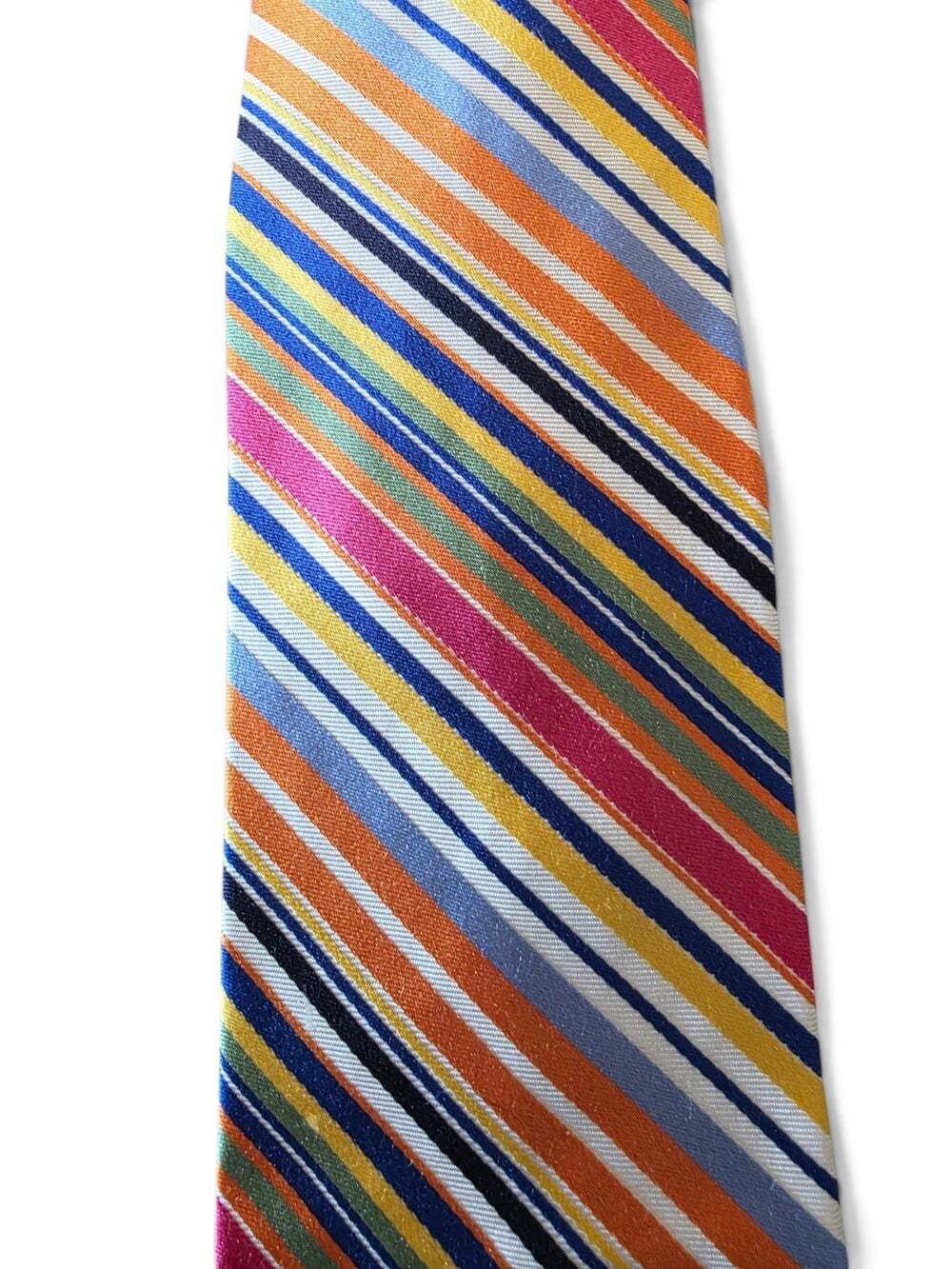 Vintage Tommy Hilfiger Tie 100% Silk Made in USA Multicolor Striped Necktie - Picture 10 of 16
